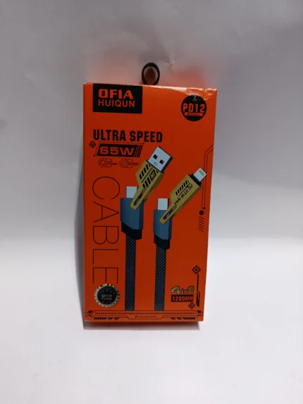 Ofia 4 in 1 Charging/Data cable 65Watts 1.2m cable