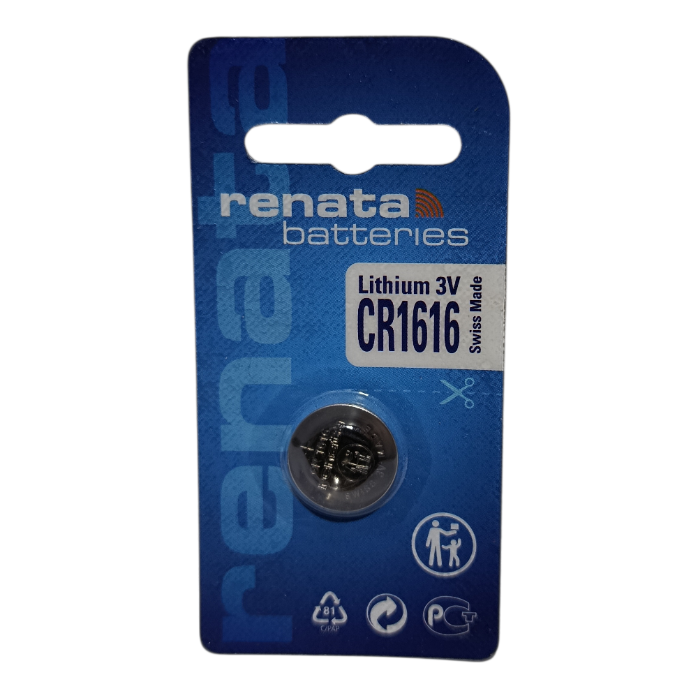 Renata CR1616 lithium coin battery 3V for watches, car remotes and small electronic devices
