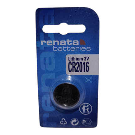 Renata CR2016 lithium battery 3V coin cell for car remotes, watches and small electronic devices
