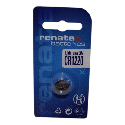 Renata CR1220 lithium coin battery 3V for car remote keys, watches and small electronic devices