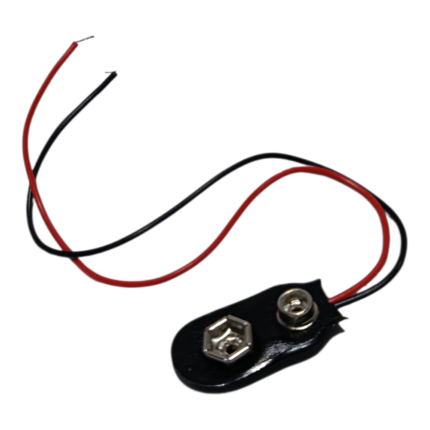 9V block battery connector snap clip with red and black wires for electronics and DIY projects