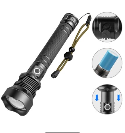 P70 LED rechargeable torch with zoom function long range and metal body