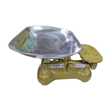 Zinc alloy analogue butchery weighing scale 15kg with stainless steel top and measuring stone weights