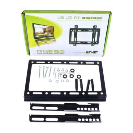 Flat panel TV wall bracket mount for 14 to 43 inch televisions with mounting screws