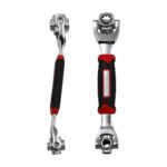 Universal socket wrench tool adjustable for different bolt and nut sizes