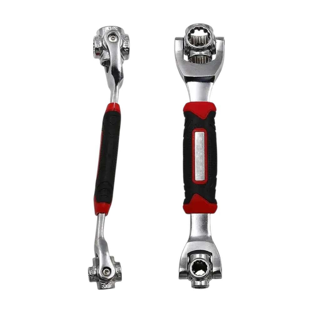 Universal socket wrench tool adjustable for different bolt and nut sizes