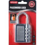 Stellar 4 digit password padlock metallic combination desk and luggage lock