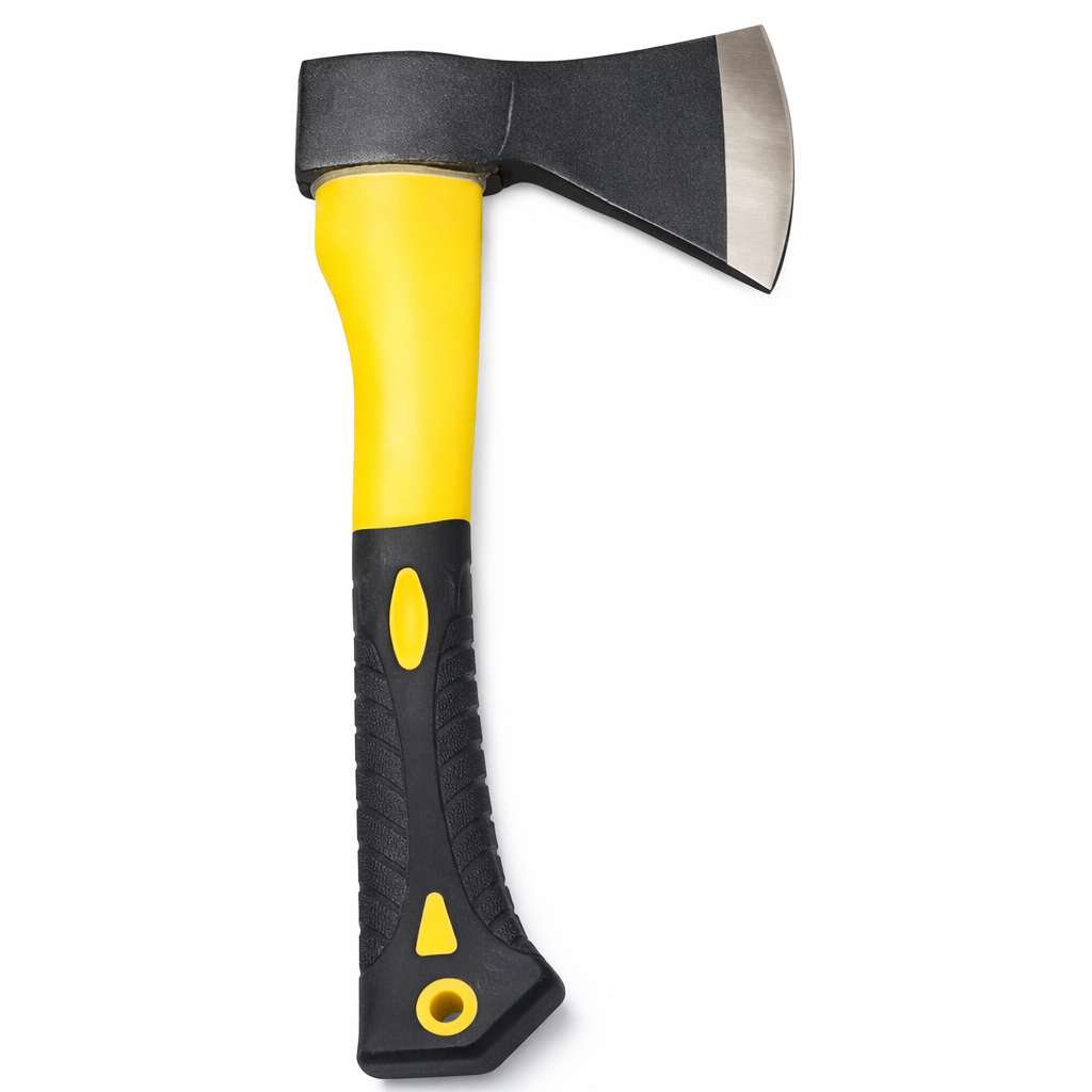Camping handheld mini axe with sharp steel blade and ergonomic shock absorbing handle