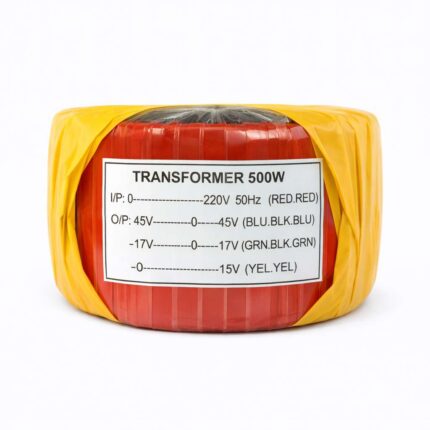 500W copper toroidal transformer 45V 0 45V 17V 0 17V with 0–15V auxiliary output