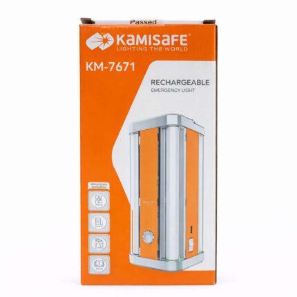 Kamisafe KM-7671 rechargeable emergency light with 4 LED tubes and power bank USB output