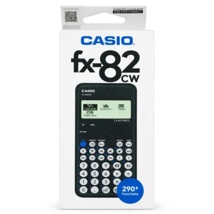 Casio FX-82CW ClassWiz scientific calculator with natural textbook display and durable black casing.