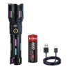 XA-B602 aluminium alloy flashlight with big zoom lens, 26650 lithium battery, Type-C charging, and rainproof design