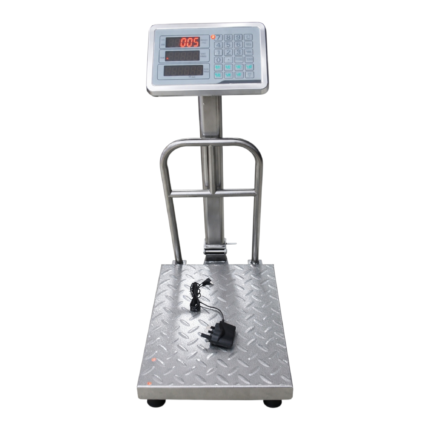 150kg heavy duty industrial digital platform weighing scale with raised pole display for weighing sacks, cartons, and produce.