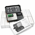 Professional digital pocket scale with 0.01g accuracy, calibration weight, and bright LCD display for precise weighing.