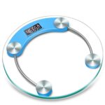 Round bathroom scale 180kg clear hard glass health scale for accurate body weight measurement at home