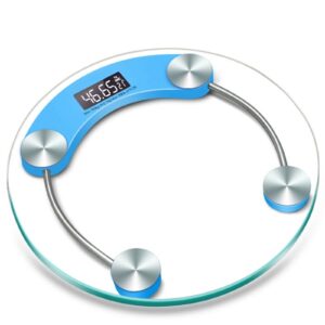 Round bathroom scale 180kg clear hard glass health scale for accurate body weight measurement at home