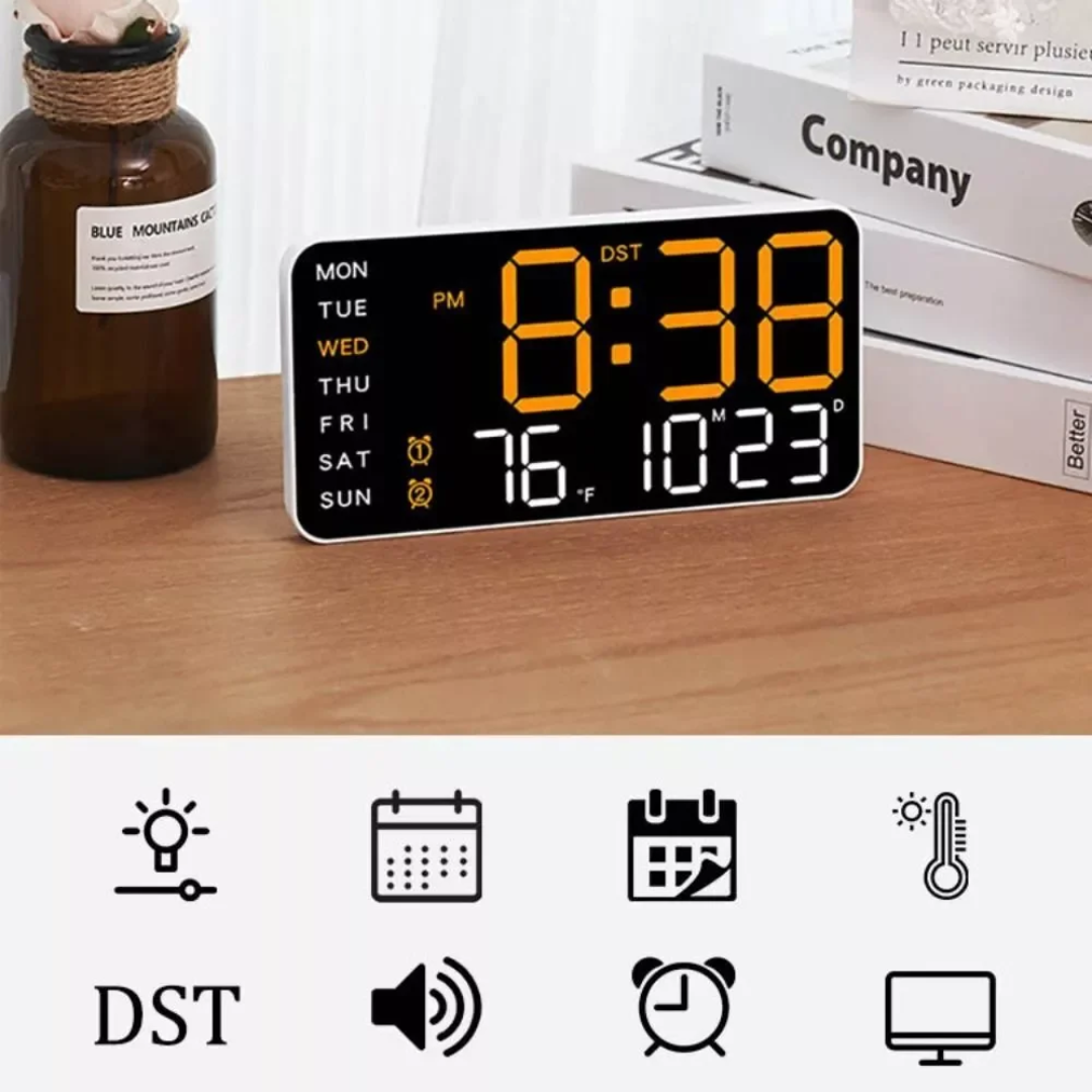 digital wall clock with temperature and 3 alarms